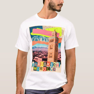 Camiseta Marrakech Marruecos Viaje Koutoubia Horizonte Vint