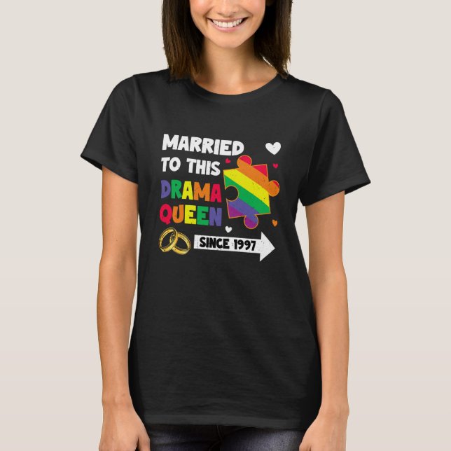 Camiseta Married Since 1997 LGBT Wedding Lesbian Gay Couple (Anverso)