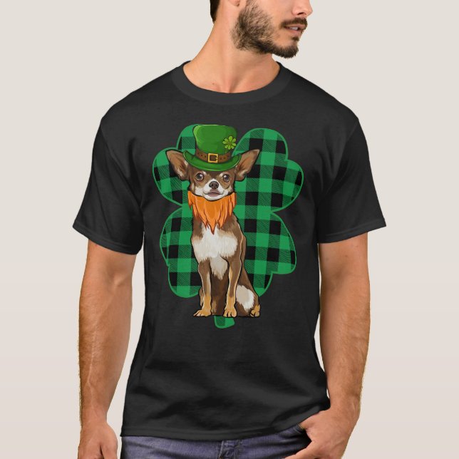 Camiseta Marrón Chihuahua Leprechaun St Patricks Day Lucky  (Anverso)
