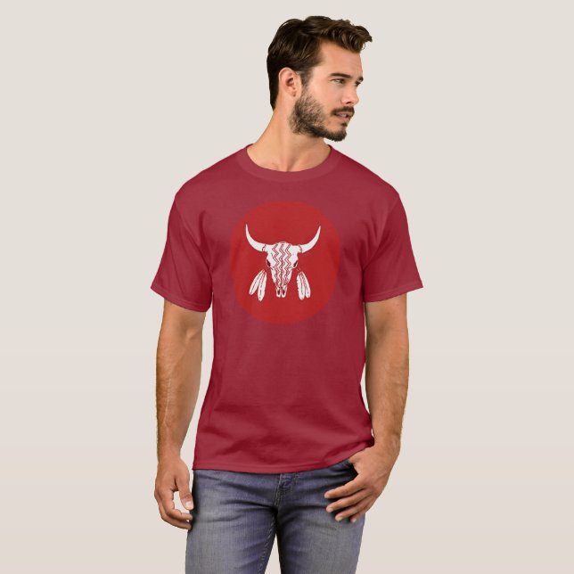 Camiseta marrón circular de baile fantasma rojo (Anverso completo)