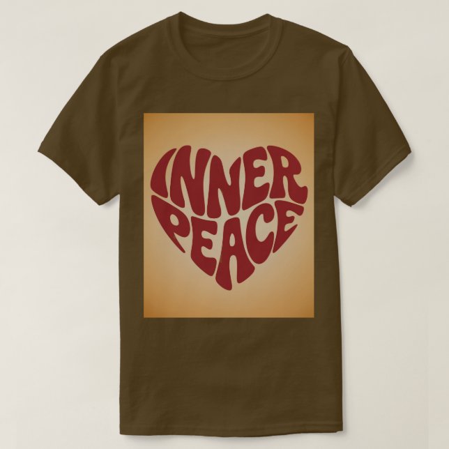 Camiseta marrón corazón paz interior rojo (Diseño del anverso)