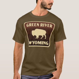 Camiseta Marrón de búfalo retro de Green River Wyoming Brow