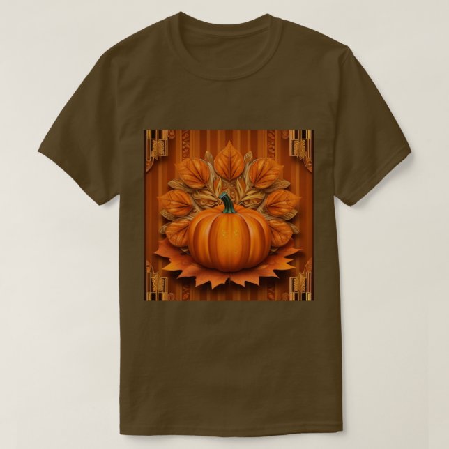 Camiseta marrón de calabaza Naranja para hombres y (Diseño del anverso)