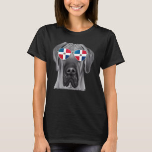 Camiseta Marrón Gran Canino Perro Domingo Bandera Gafas de