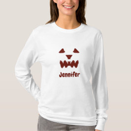 Camiseta Marrón Halloween cara temible otoño añadir nombre