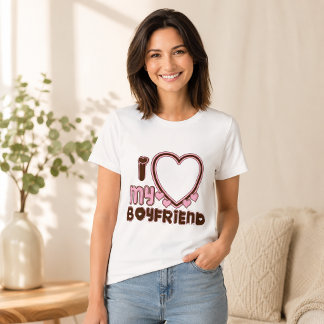 Camiseta Marrón Rosa Corazón Me Encanta Mi Novio