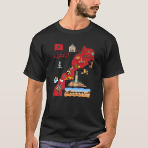 Camiseta Marruecos Mapa ciudades principales en destino tur