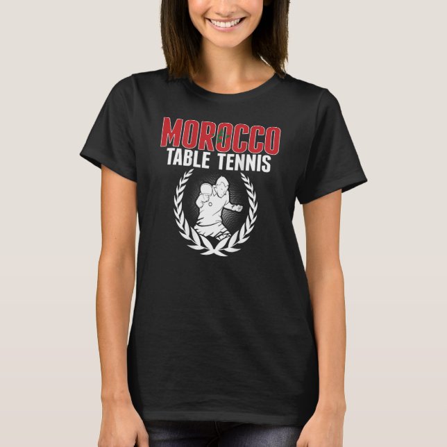 Camiseta Marruecos Mesa de Tenis Marroquí Ping Pong Apoyado (Anverso)