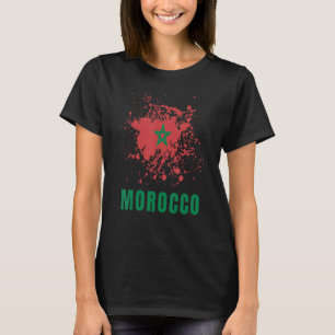 Camiseta Marruecos Retro Vintage Acuarelas Deporte Bandera 