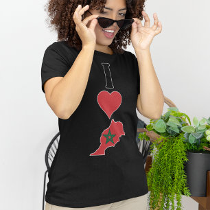 Camiseta Marruecos Vertical me encanta Mapa de bandera marr