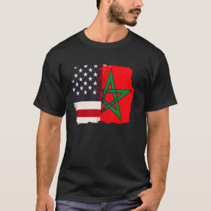 Camiseta Marruecos y América USA Bandera Raíces Medio Marro