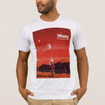 Camiseta Mars Science fiction vintage travel poster<br><div class="desc">Mars Science fiction poster de viajes vintage Espacio arte de un astronauta en la superficie marciana.</div>