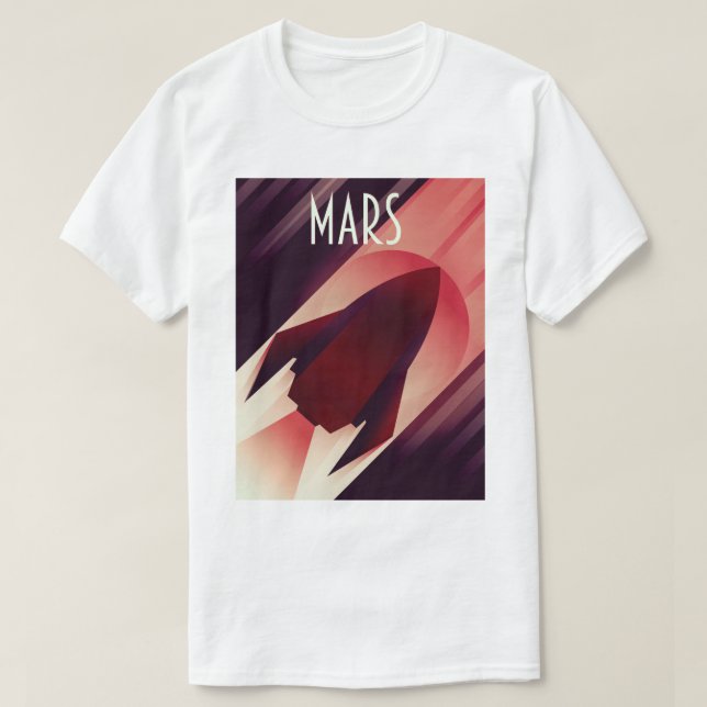 Camiseta Mars Starship Art Deco Space Art (Diseño del anverso)