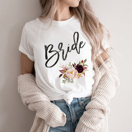 Camiseta Marsala burgundy novia floral