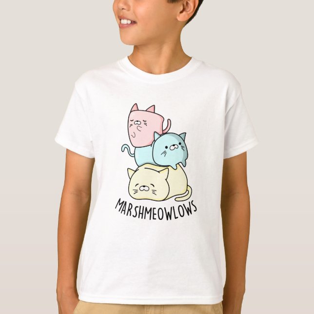 Camiseta Marsh-meow-lows Funny Cat Marshmallow Pun (Anverso)