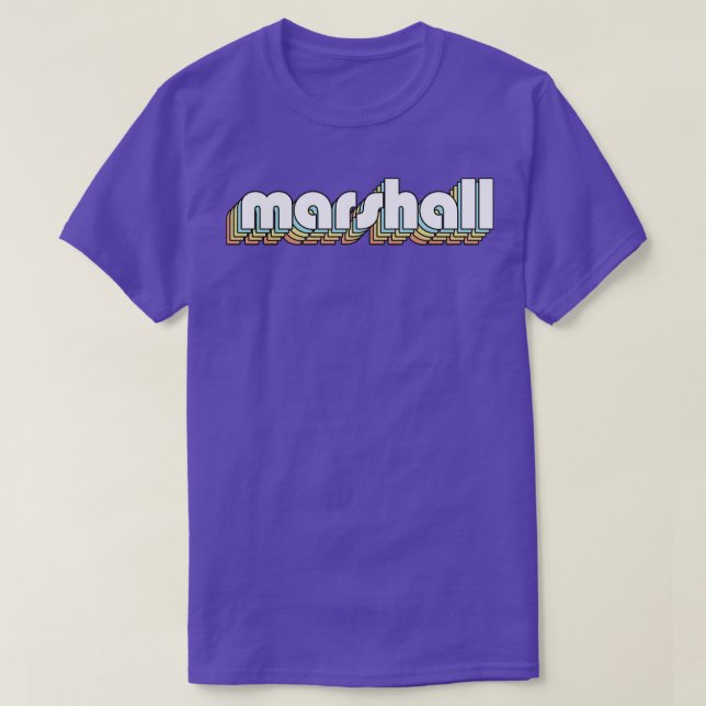 Camiseta Marshall Retro Estilo de Tipografía Arcoiris Faded (Diseño del anverso)