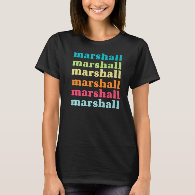 Camiseta Marshall Texas TX Colorful Repeating Text (Anverso)