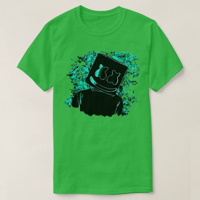 Camiseta Marshmello en las llamas verdes (Diseño del anverso)