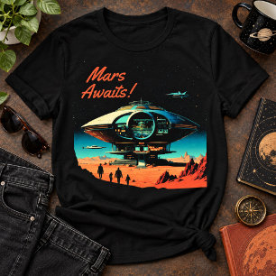 Camiseta Marte Espera Colonia Espacial Retro Futurista