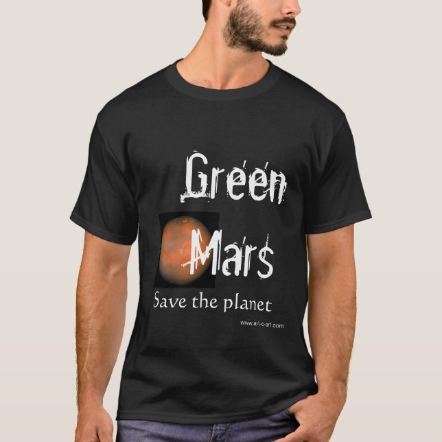Camiseta Marte verde, ahorra el planeta (Anverso)