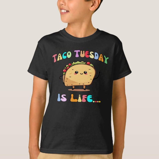 Camiseta Martes en Taco es la vida graciosa de Kawaii Taco  (Anverso)