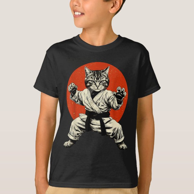 Camiseta Martial Arts Cat Karate Judo Japanese Flag Funny J (Anverso)