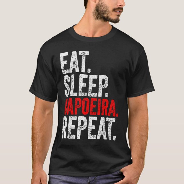 Camiseta Martial Ninja Costume  Eat Sleep Capoeira Repeat (Anverso)