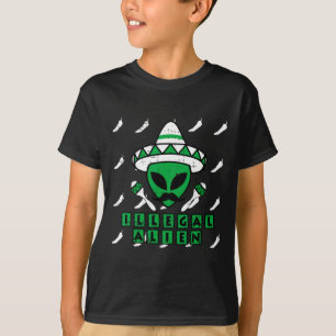 Camiseta Martian Ilegal Alien Mexicano Area-51 Funny Hallow