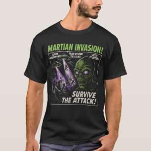 Camiseta Martian Invasion Alien Poster de cine Halloween