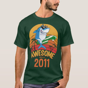 Camiseta Martiburón Cumpleaños Marrón Surf De 9 Años Impres