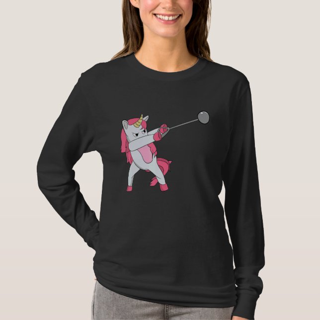 Camiseta Martillo Arrojando A Mujeres De La Pista Unicornio (Anverso)