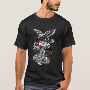 Camiseta Martillo de Odín con dos cuervos de Odín Northman 