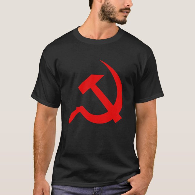 Camiseta Martillo rojo brillante y hoz del estilo clásico (Anverso)