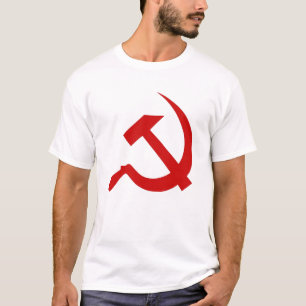 Camiseta Martillo rojo y hoz del estilo clásico en blanco