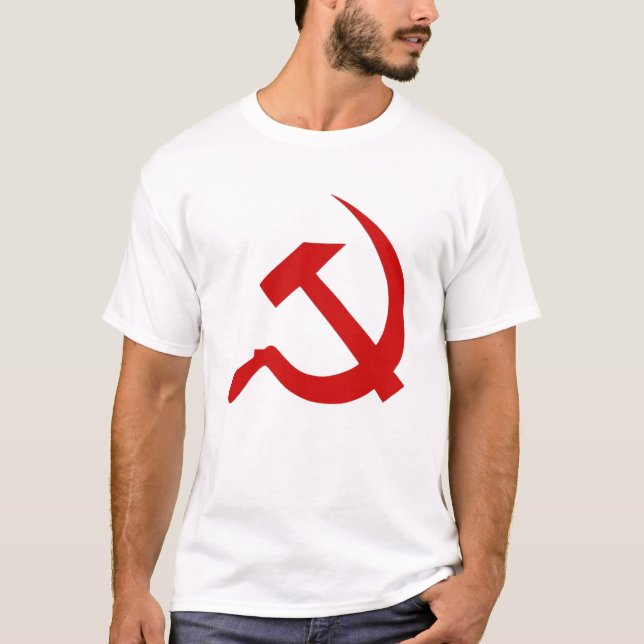 Camiseta Martillo rojo y hoz del estilo clásico en blanco (Anverso)