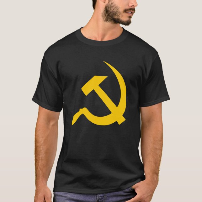 Camiseta Martillo y hoz clásicos del amarillo del estilo en (Anverso)