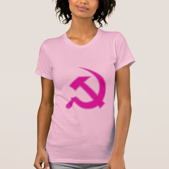 Camiseta Martillo y hoz magentas y de la lila en las (Anverso)