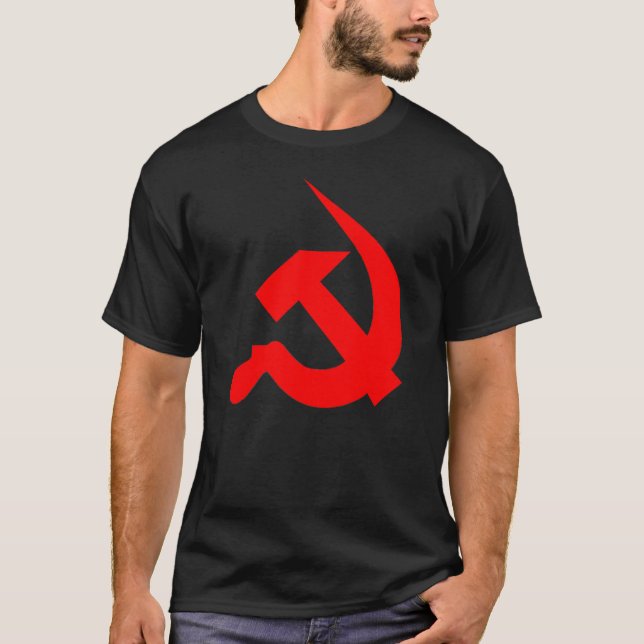 Camiseta Martillo y hoz rojos Neo-Gruesos en negro (Anverso)