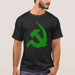 Camiseta Martillo y hoz verde oscuro Neo-Gruesos en negro