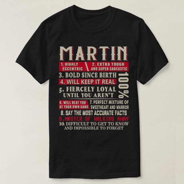 Camiseta Martin Name Gift Martin Surname  (Diseño del anverso)