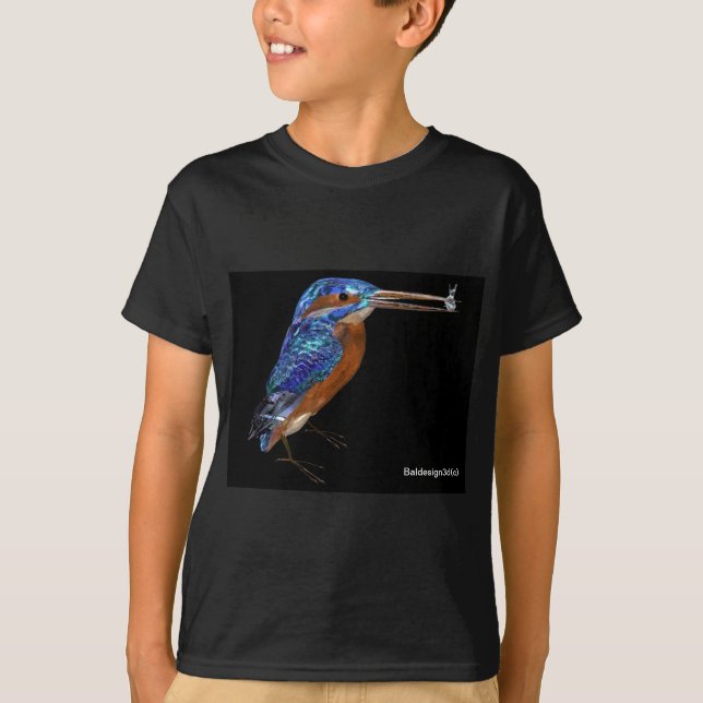 Camiseta MARTÍN PESCADOR, azul eléctrico, negro (Anverso)