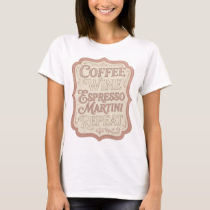 CAMISETA MARTINI DE ESPRESSO DE VINO DE CAFÉ ROSA ELEGANTE 