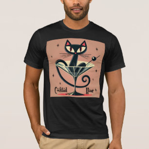 Camiseta Martini de gato negro de la era espacial futurista