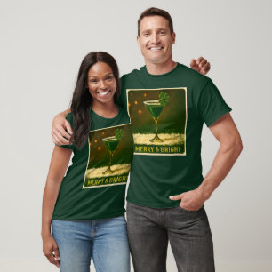 Camiseta Martini de Navidad irlandés del trébol de cuatro h