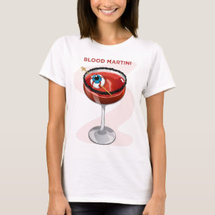 Camiseta Martini de Sangre Espeluznante con Gráfico de Cóct