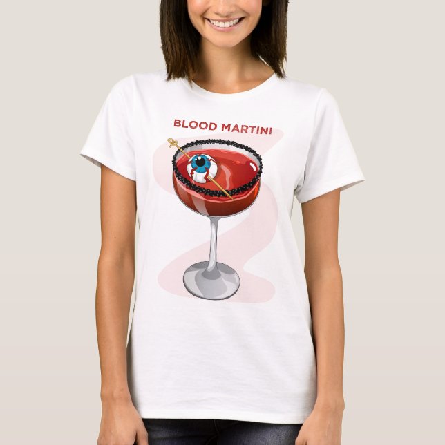 Camiseta Martini de Sangre Espeluznante con Gráfico de Cóct (Anverso)