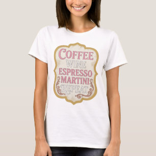 CAMISETA MARTINI REPETICIÓN DE CAFÉ VINO ESPRESSO ROSA ICÓN