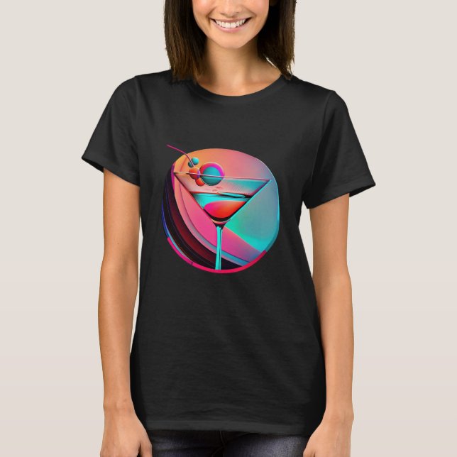 Camiseta Martini Synthwave 80s Retrowave Aesthetic (Anverso)