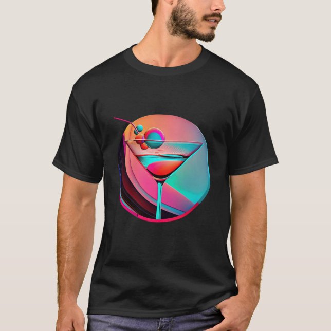 Camiseta Martini Synthwave 80s Retrowave Aesthetic (Anverso)
