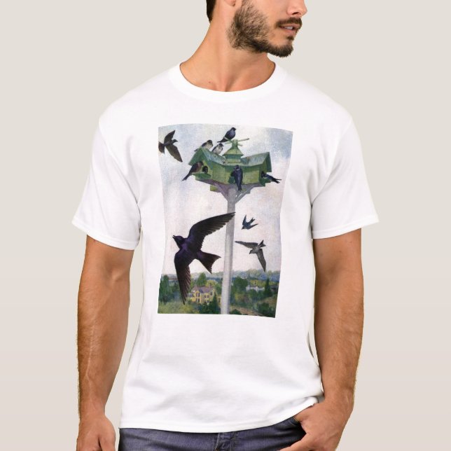 Camiseta Martins púrpura y su Birdhouse (Anverso)